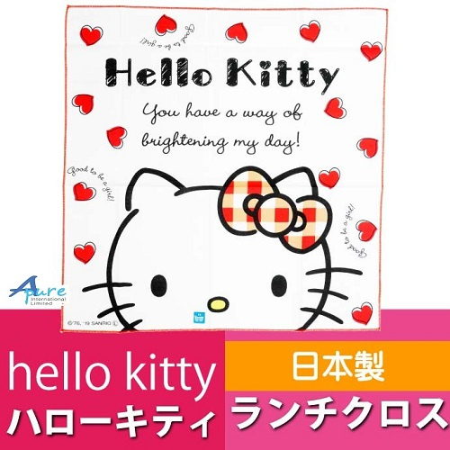 Skater-Sanrio Hello Kitty紅心午餐布/手帕/餐巾/桌巾 43x43cm(日本直送&日本製造)