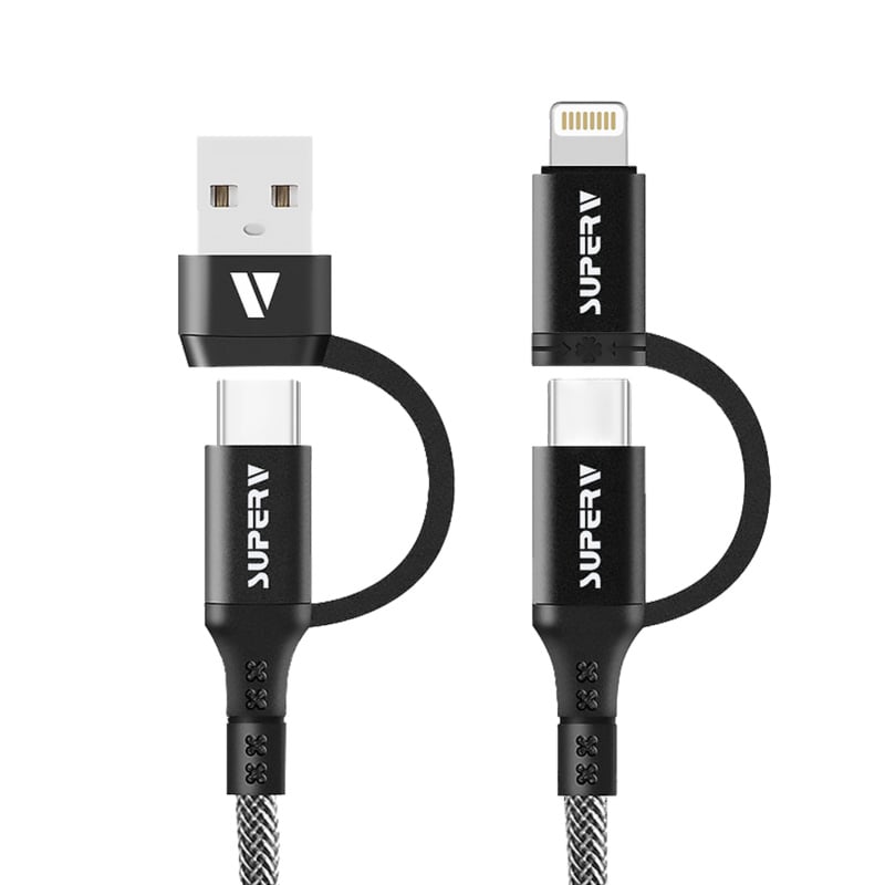 SUPERV CC41 Charging Cable 60W 4in1 PD60W USB-A/Type-C Multiport