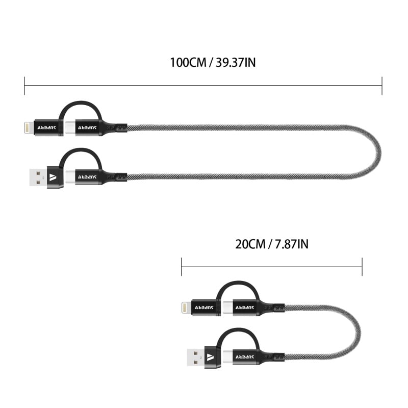 SUPERV CC41 Charging Cable 60W 4in1 PD60W USB-A/Type-C Multiport