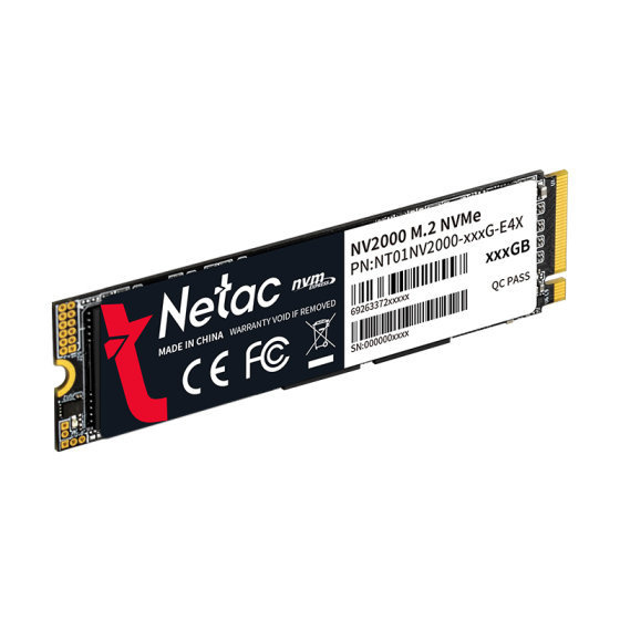 NETAC NV2000 PCIe Gen3×4 M.2 SSD (256GB/512GB/1TB) (讀:2500MB/s 寫:2100MB/s)