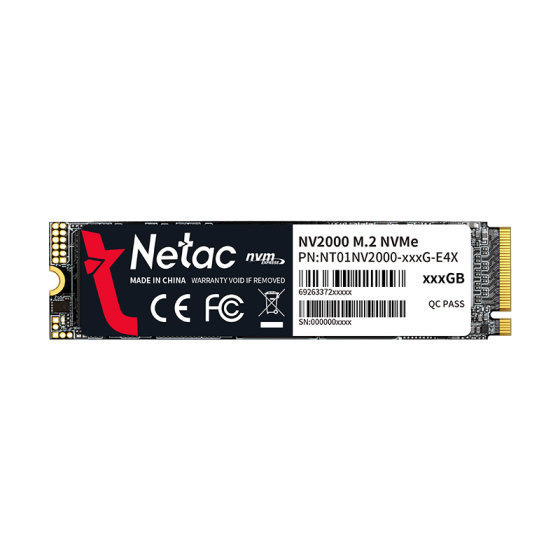 NETAC NV2000 PCIe Gen3×4 M.2 SSD (256GB/512GB/1TB) (讀:2500MB/s 寫:2100MB/s)