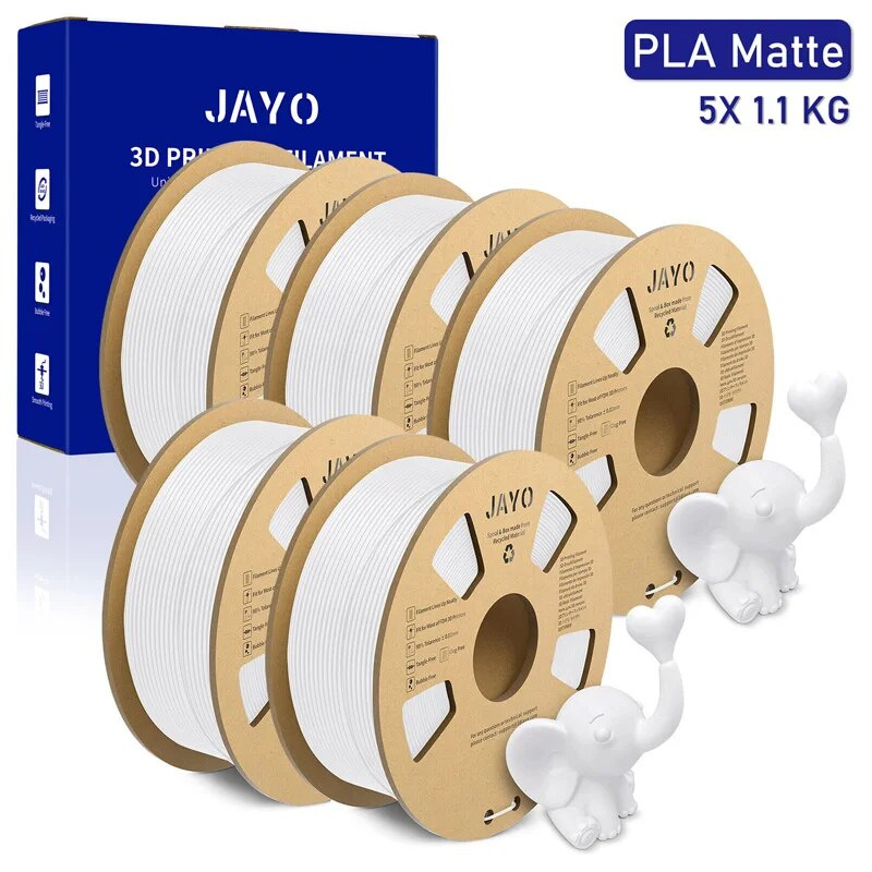 JAYO 1.1KG White PLA Matte 1.75mm Filament 3D Printer Neatly Wound Low  Shrinkage 