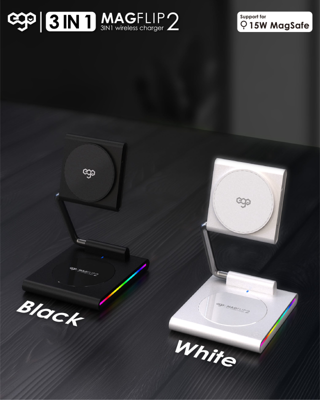 EGO MagFlip2@ 3in1 15W Magsafe充電座 [白色]