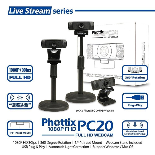 Phottix 1080P WebCam w/mic 全高清攝像頭連咪 [PC20]
