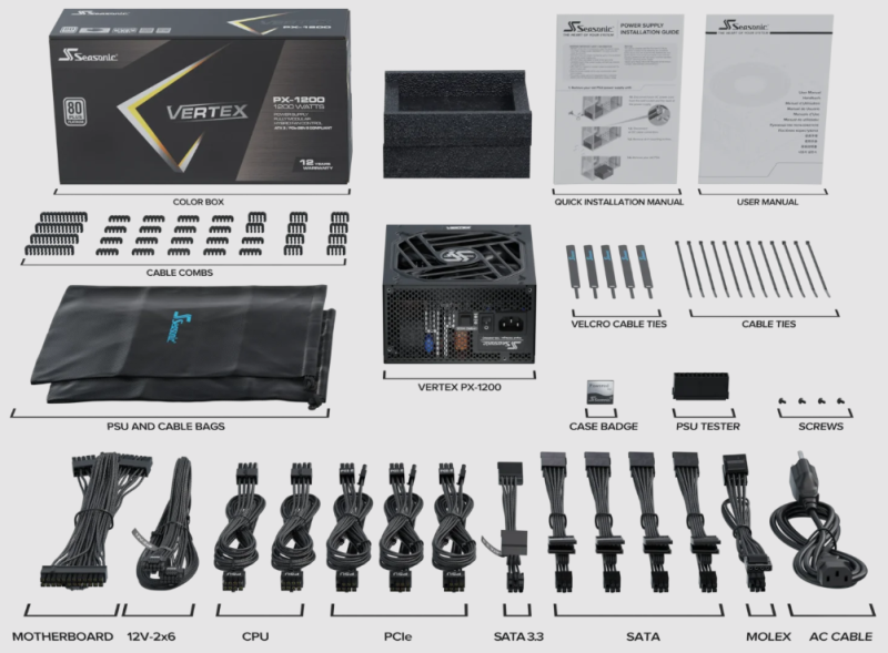 SEASONIC VERTEX PX1000 Platinum 1000W POWER SUPPLY 12年保 [PCI-E 5.1 ATX3.1]
