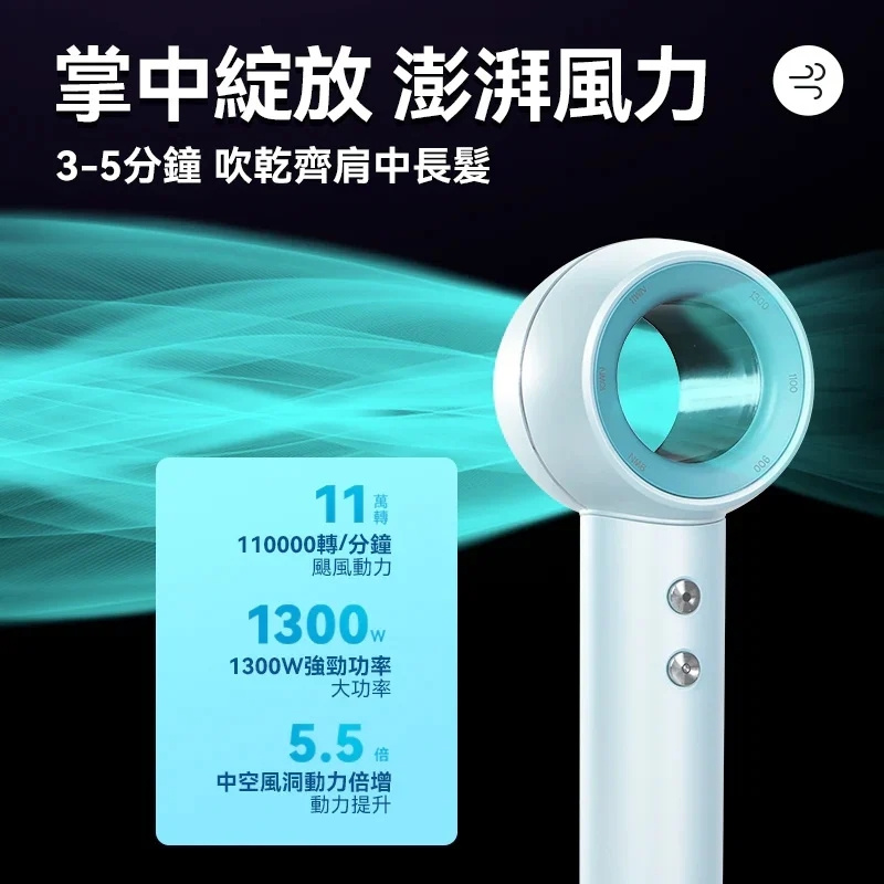 iLIVI負離子速乾無葉風筒V8S(冰川藍)