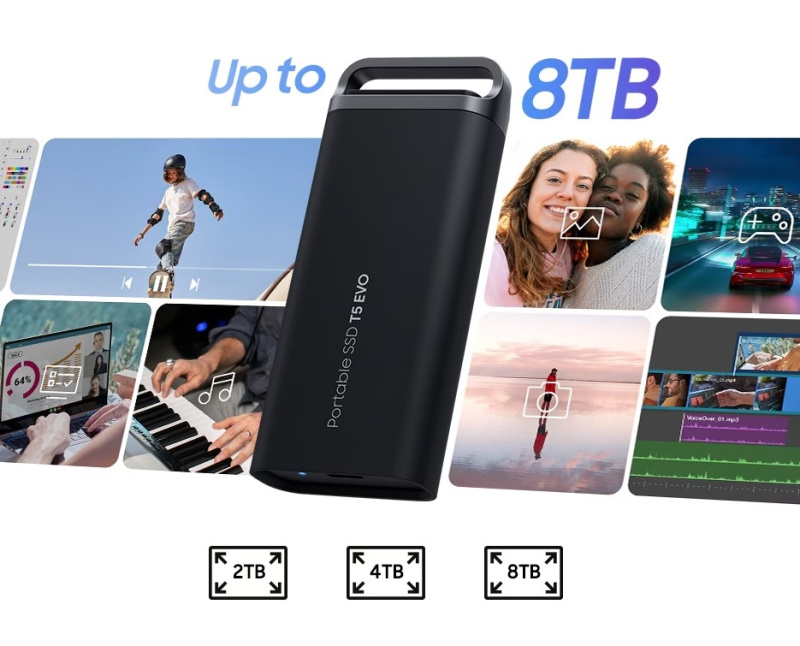 Samsung T5 EVO USB 3.2 Gen 1 Portable SSD (2TB/4TB/8TB)