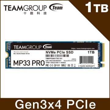 TEAMGROUP 1TB NVMe PCIe M.2 2280 固態硬碟