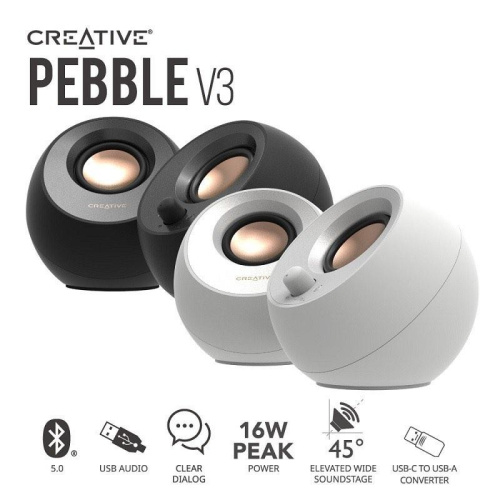 Creative Pebble V3 藍牙5.0 簡約2.0 USB-C 桌面音箱 [2色]