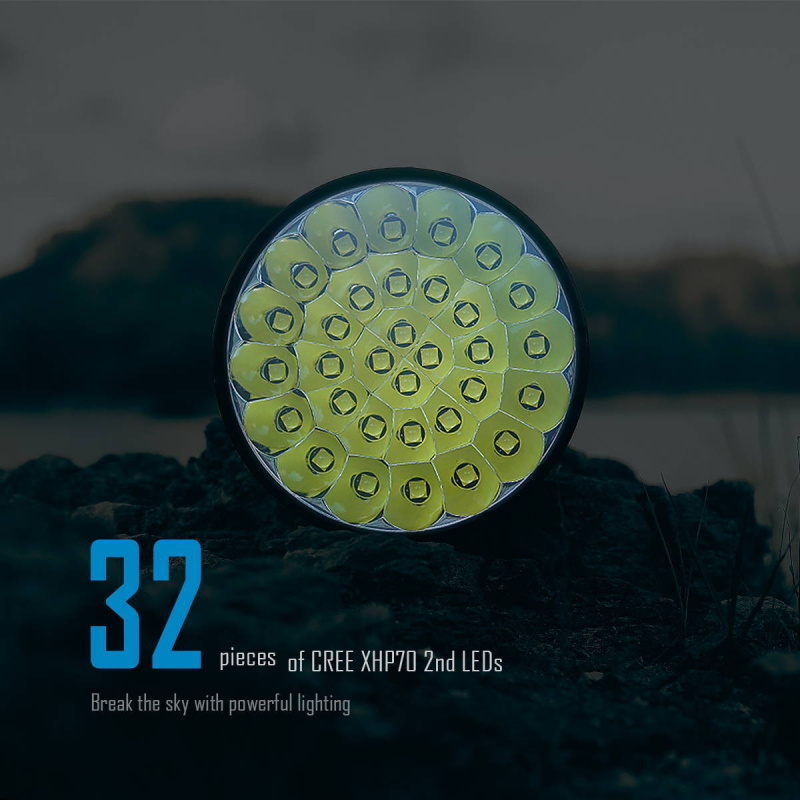 Imalent MS32 200,000lm 32x XHP70.2 LED 充電 電筒 內置散熱風扇