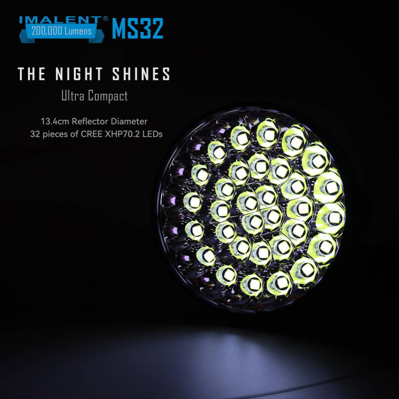 Imalent MS32 200,000lm 32x XHP70.2 LED 充電 電筒 內置散熱風扇