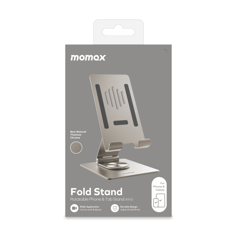 Momax Fold Stand 旋轉手機/平板多用途支架 Titanium KH5