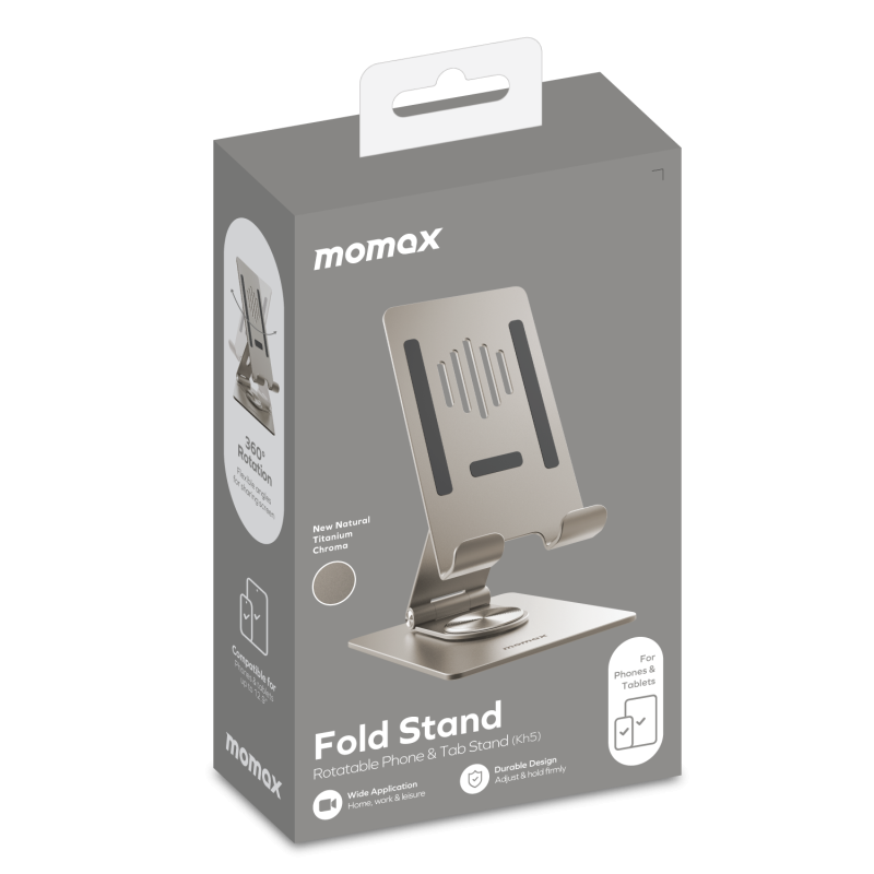 Momax Fold Stand 旋轉手機/平板多用途支架 Titanium KH5