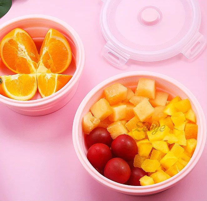 350-1200ml 圓形可折矽膠微波爐食品容器收納盒