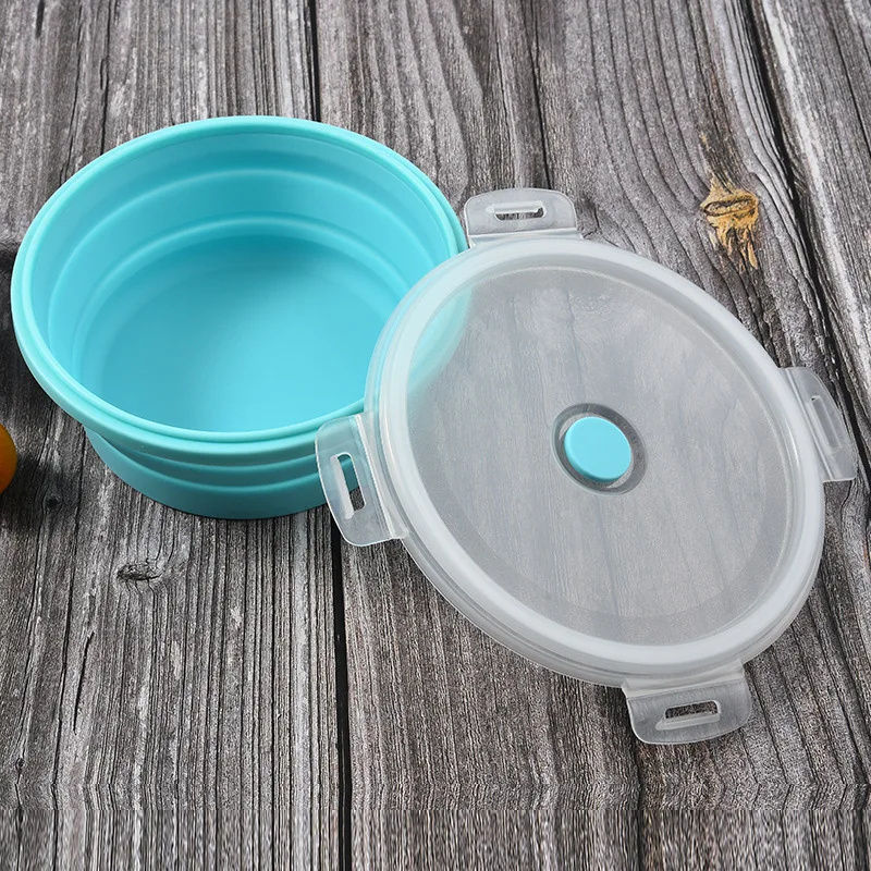 350-1200ml 圓形可折矽膠微波爐食品容器收納盒