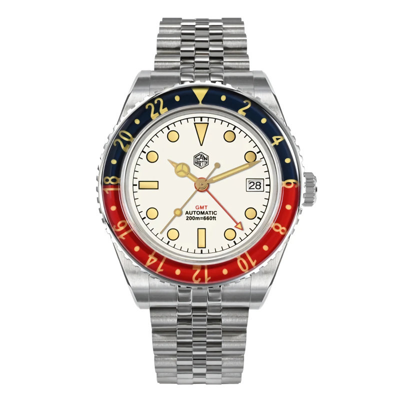 SAN MARTIN SN0005-G-B1 GMT自動不銹鋼40mm 20ATM男子潛水夫手錶