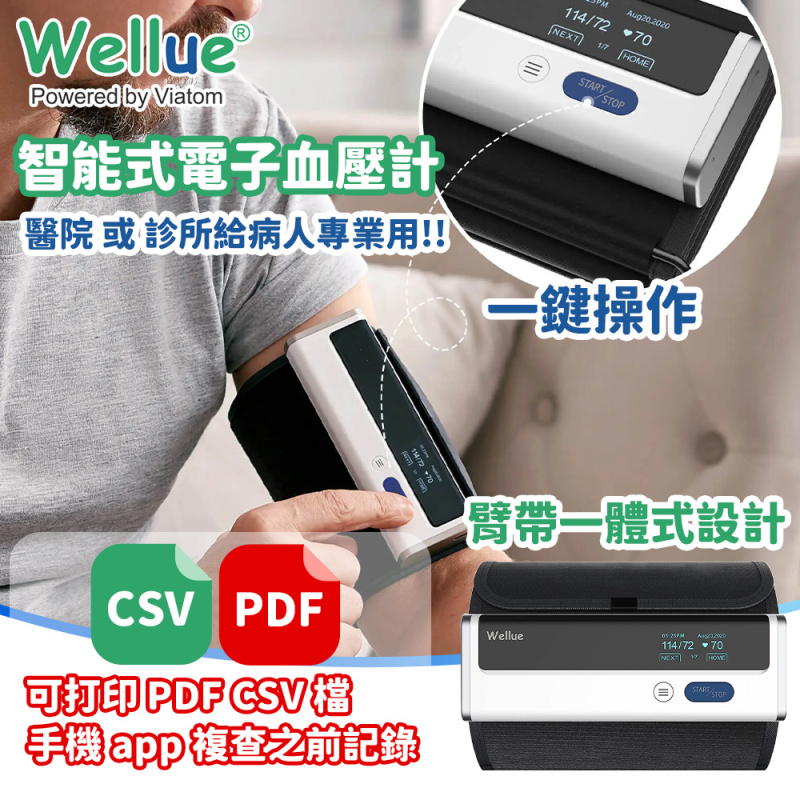 Wellue - 藍牙無線上臂式血壓計 BP2A (支援手機 app 複查記錄 / 打印PDF CSV 檔 醫院 或 診所給病人專業用）
