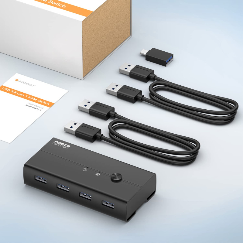 Fideco USB 3.2 Gen 1 KVM Switch Selector HKV24U3