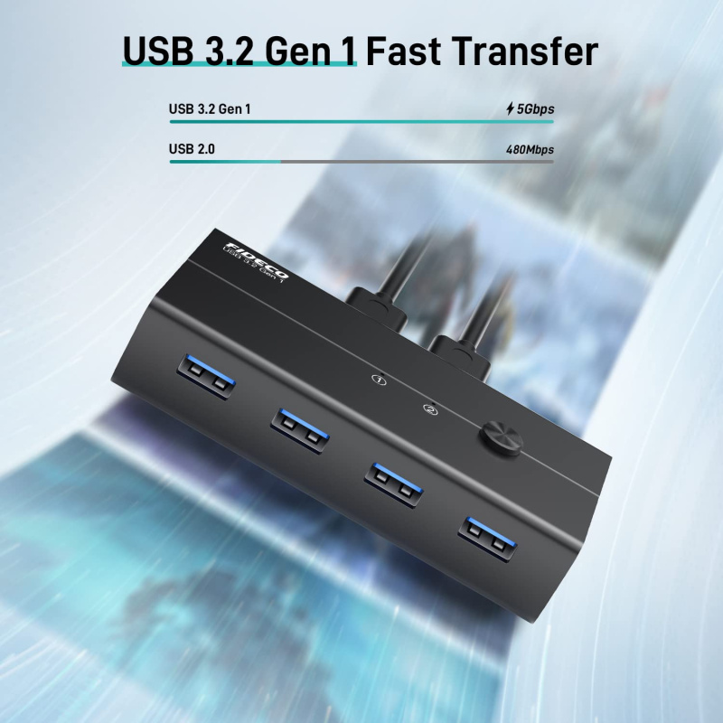 Fideco USB 3.2 Gen 1 KVM Switch Selector HKV24U3