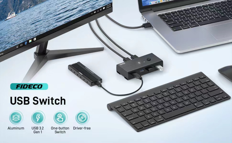 Fideco USB 3.2 Gen 1 KVM Switch Selector HKV24U3