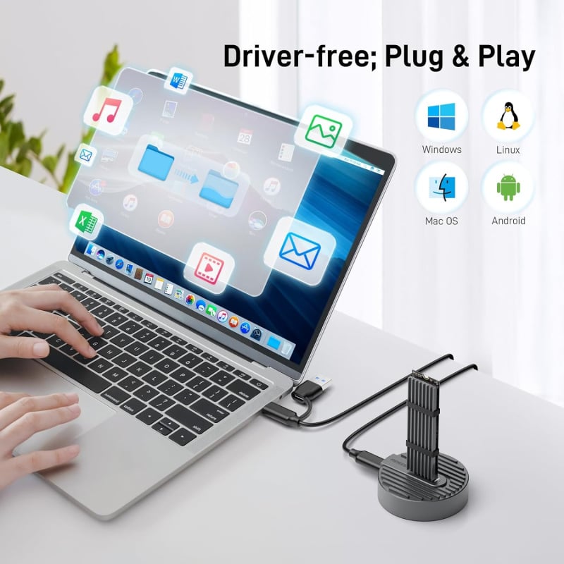 Fideco USB to M.2 NVME SATA SSD Docking Station, USB 3.2 Gen 2 SSD Enclosure Adapter M118 Fideco USB to M.2 NVME SATA SSD Docking Station, USB 3.2 Gen 2 SSD Enclosure Adapter M118