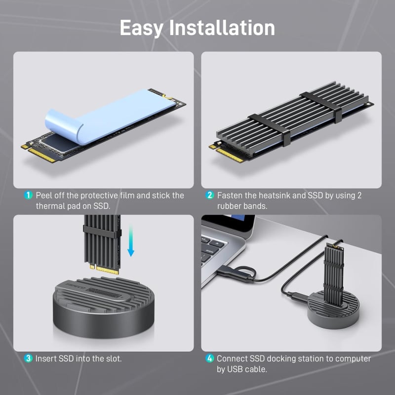 Fideco USB to M.2 NVME SATA SSD Docking Station, USB 3.2 Gen 2 SSD Enclosure Adapter M118 Fideco USB to M.2 NVME SATA SSD Docking Station, USB 3.2 Gen 2 SSD Enclosure Adapter M118