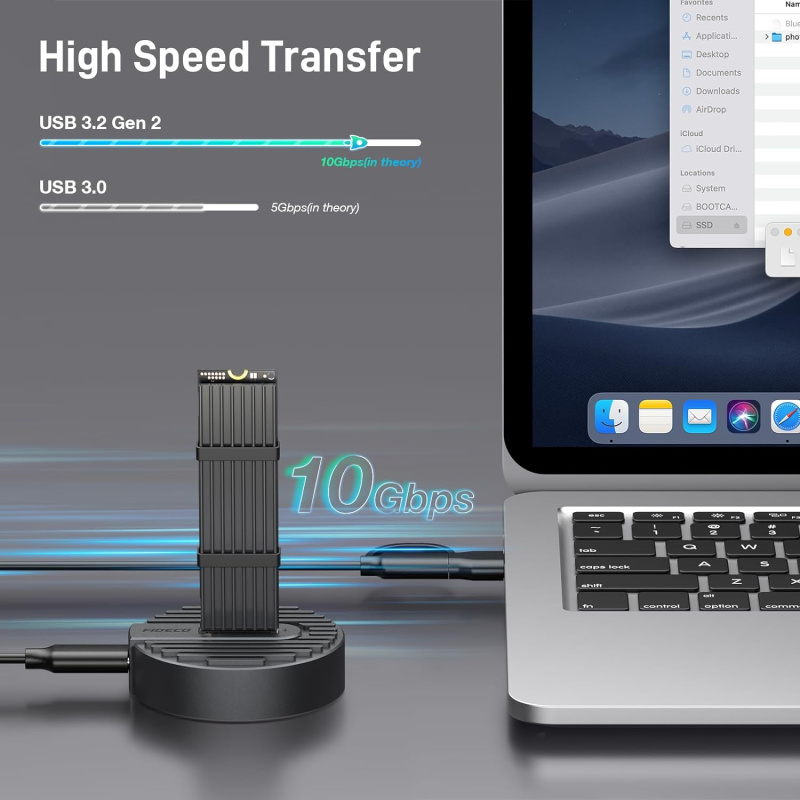 Fideco USB to M.2 NVME SATA SSD Docking Station, USB 3.2 Gen 2 SSD Enclosure Adapter M118 Fideco USB to M.2 NVME SATA SSD Docking Station, USB 3.2 Gen 2 SSD Enclosure Adapter M118