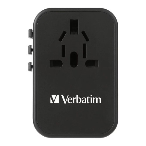 Verbatim 3 端口 65W PD 3.0 & QC 3.0 GaN 通用旅行轉插 66851
