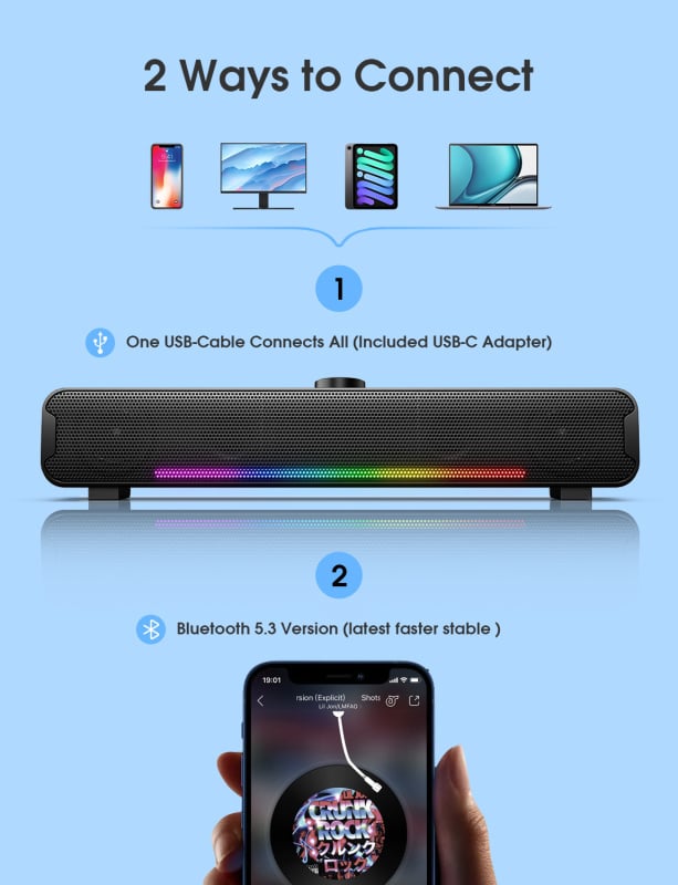 Onikuma L16 RGB Gaming Speaker 藍芽喇叭 雙全頻揚聲器 / 360°環繞聲