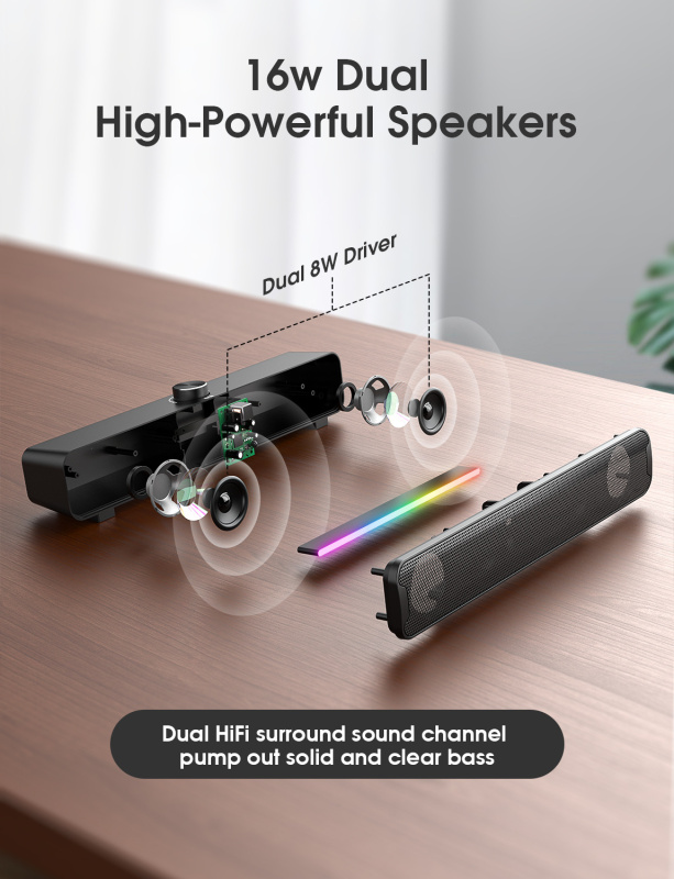 Onikuma L16 RGB Gaming Speaker 藍芽喇叭 雙全頻揚聲器 / 360°環繞聲