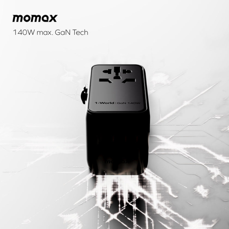 MOMAX 1-World 140W 4-插口 + AC旅行充電插座 (內附140W USB-C充電線) UA16