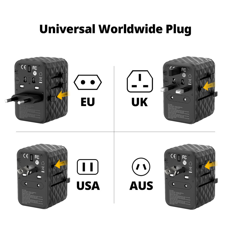 SUPERV G54 Travel Charger 70W 3xUSB-C 2xUSB-A Multi-Outlet Global Adapter