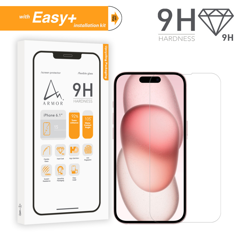 ARMOR iPhone 15 系列軟性玻璃9H高清螢幕保護貼 (附Easy+ 貼膜神器)