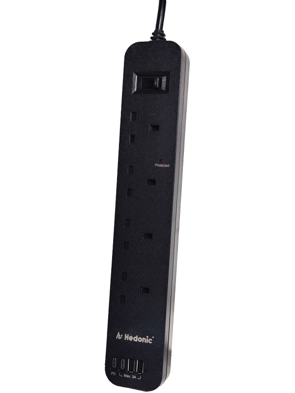 Hedonic 4 位防雷保拖板連 4 USB Ports [HIPS404001/HIPS404002][2色]