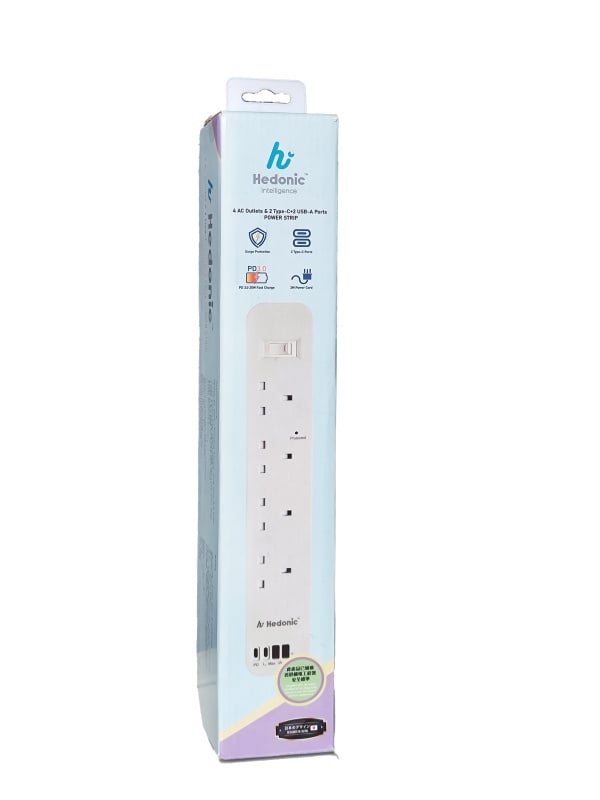 Hedonic 4 位防雷保拖板連 4 USB Ports [HIPS404001/HIPS404002][2色]