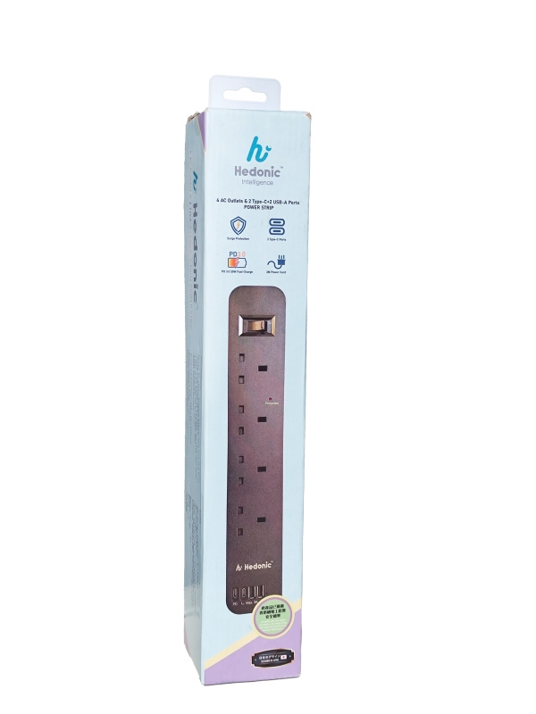 Hedonic 4 位防雷保拖板連 4 USB Ports [HIPS404001/HIPS404002][2色]