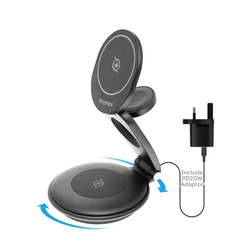 ProMini MagW3R 磁吸三合一360°摺疊式無線快充座連火牛