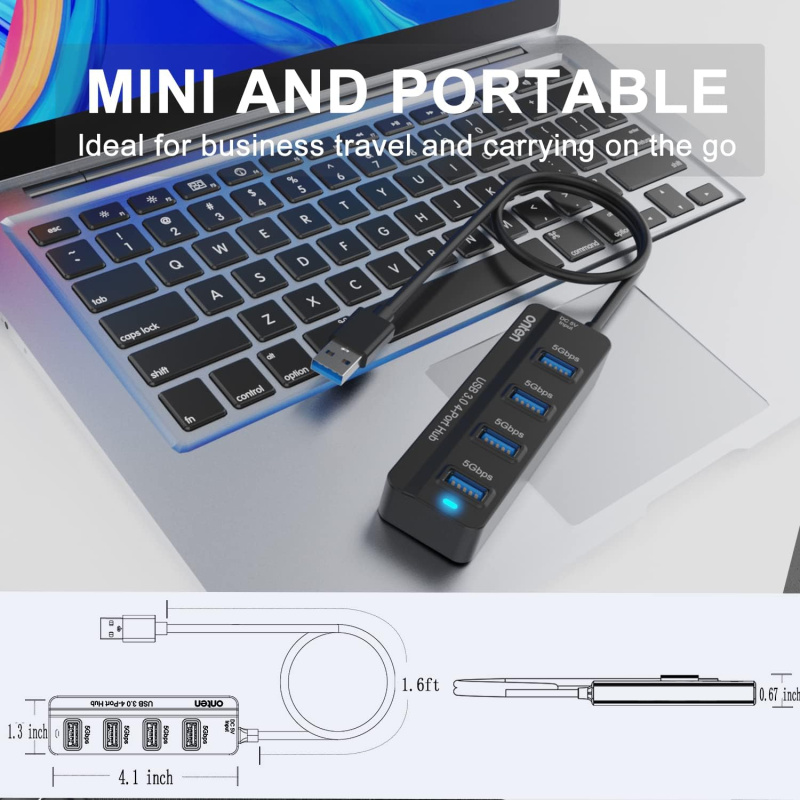 Onten USB3.0 x 4 Ports Hub and Power Supply Port OTN-5305
