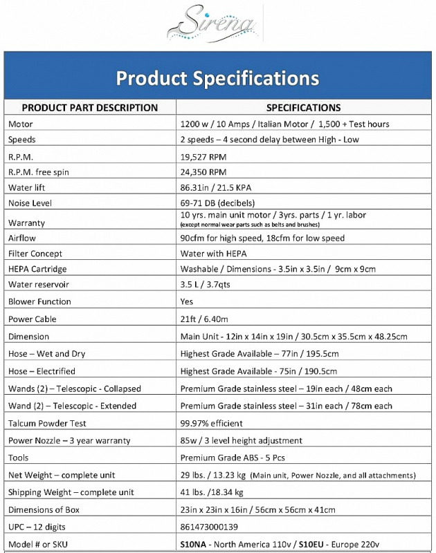 Sirena 水濾式清潔系統