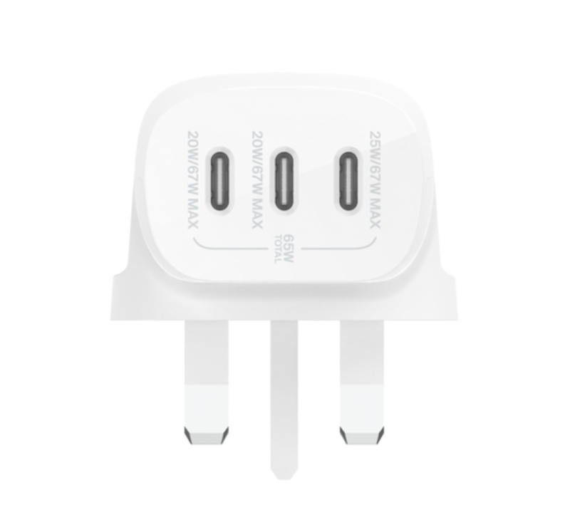 Belkin BoostCharge 3 Port USB-C Wall Charger with PPS 67W 3連接埠USB-C家用充電器 WCC002myWH
