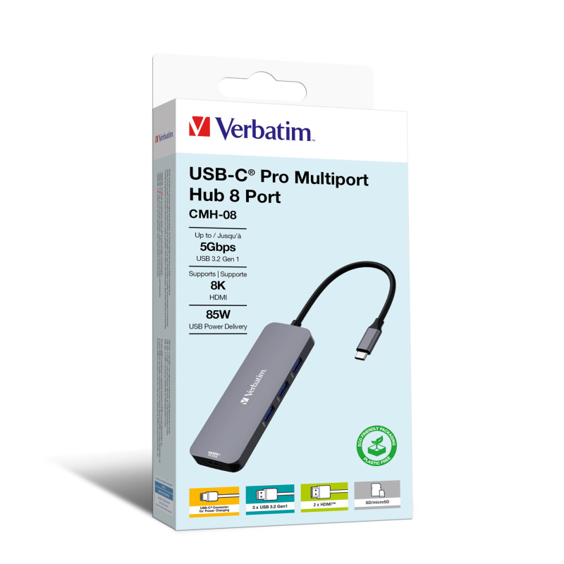 Verbatim 8 in 1 USB-C Pro Multiport Hub 集線器 32151 - CMH-08
