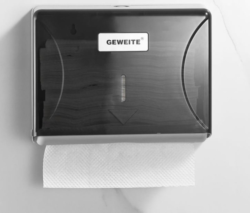 簡約浴室/廁所掛墻式抹手紙巾架/ 打窿款 (黑色,1套)