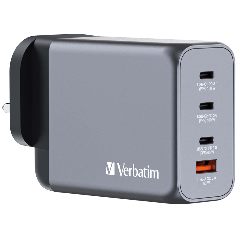 Verbatim 4 Port 200W PD 3.0 & QC 3.0 GAN Charger 充電器 (GNC-200U) 32210