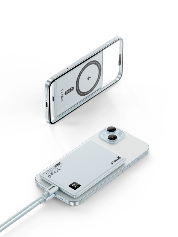 XPower 2合1鋁合金數顯 5000mAh PD3.0+ 磁吸無線外置充電器 M5K