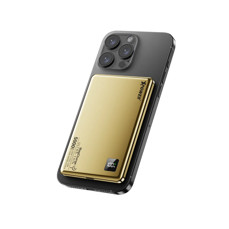 XPower 2合1鋁合金數顯 5000mAh PD3.0+ 磁吸無線外置充電器 M5K