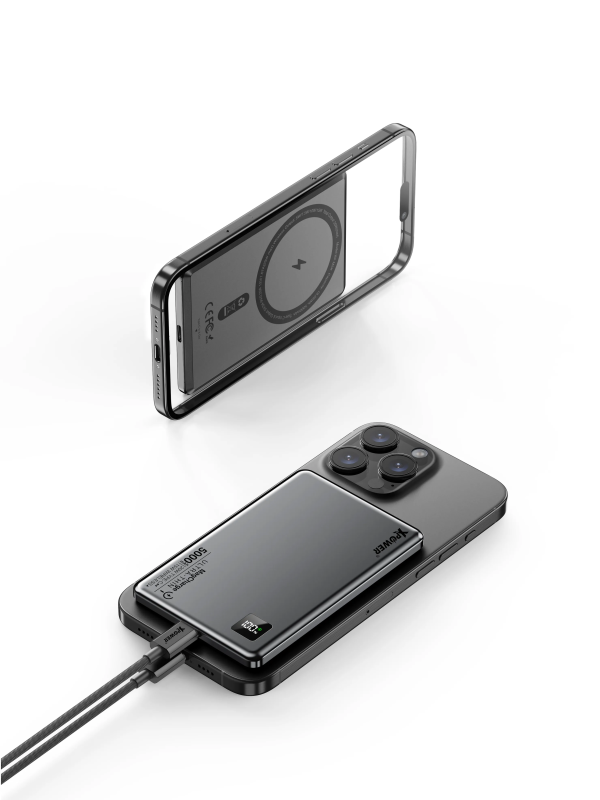 XPower 2合1鋁合金數顯 5000mAh PD3.0+ 磁吸無線外置充電器 M5K