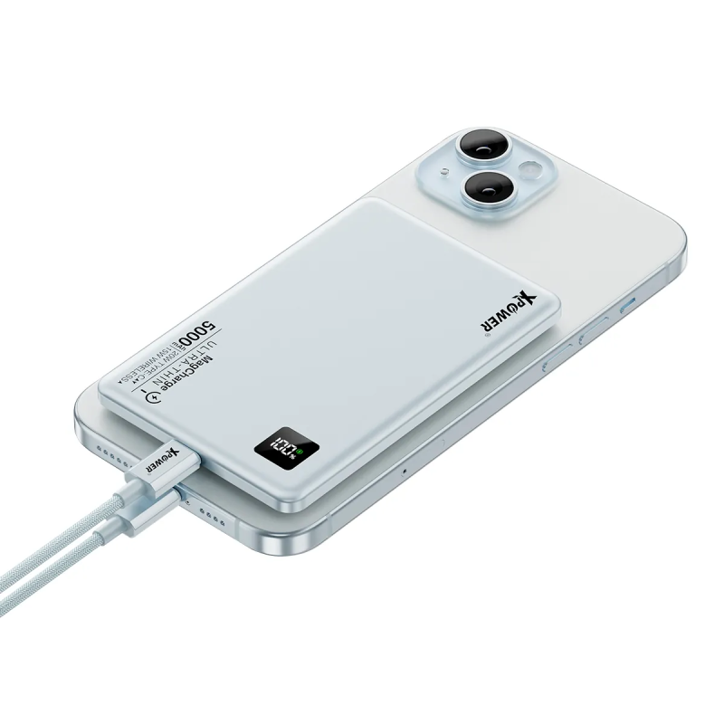 XPower 2合1鋁合金數顯 5000mAh PD3.0+ 磁吸無線外置充電器 M5K