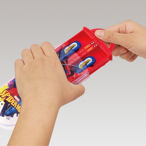 Skater-Marvel蜘蛛俠兒童銀離子 AG+抗菌筷子、叉、勺三件餐具套裝(日本直送&日本製造)