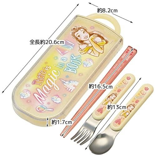 Skater-迪士尼美女與野獸兒童AG+抗菌筷子、叉、勺三件餐具套裝(日本直送&日本製造)