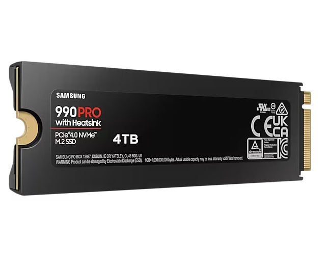 SAMSUNG 990 PRO PCIe 4.0 NVMe M.2 固態硬碟 4TB ( 含散熱片 ) (MZ-V9P4T0CW)